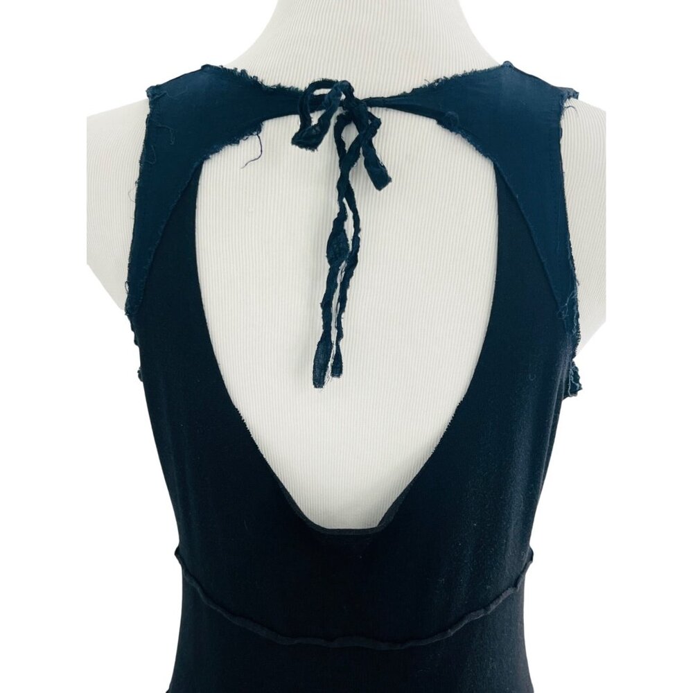 Free People Black Sleeveless V-Neck & Open Back w/Tie Detail Raw Hem Dress - Picture 7 of 13